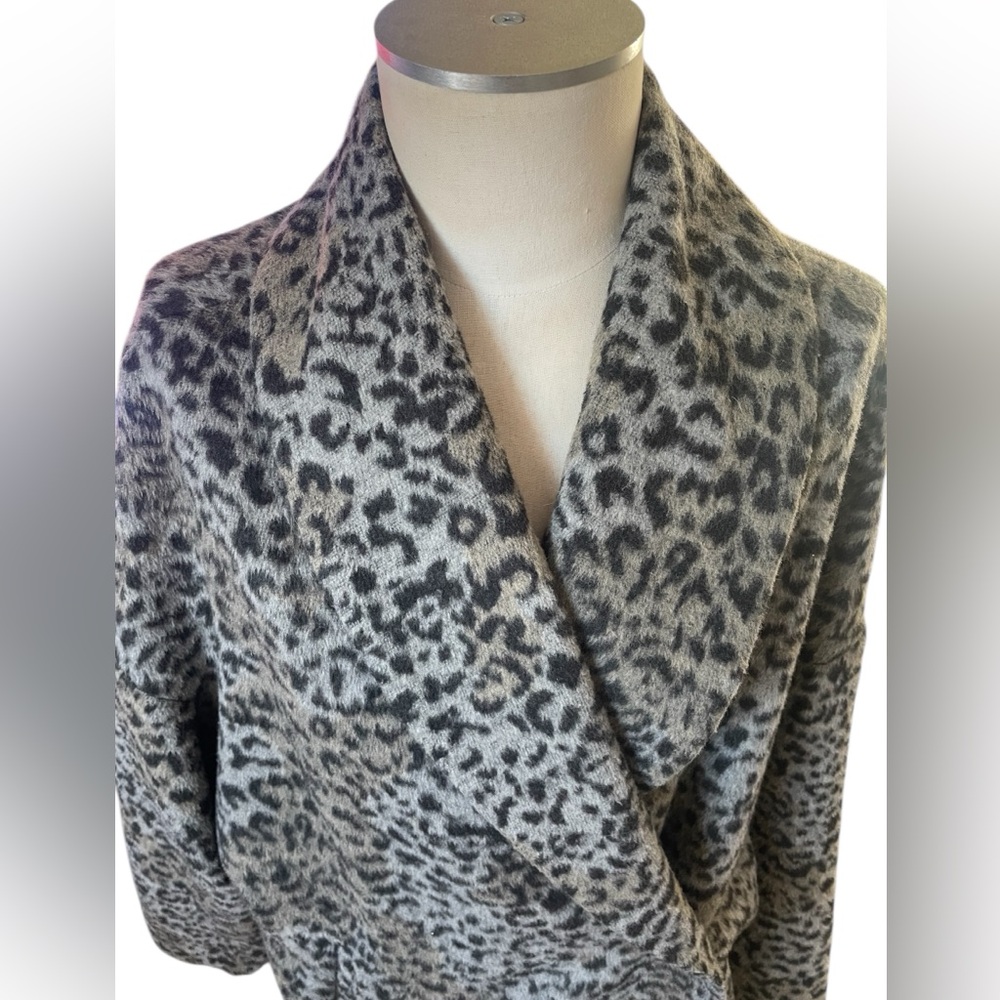 Lane Bryant Gray Leopard Print flux fur Jacket